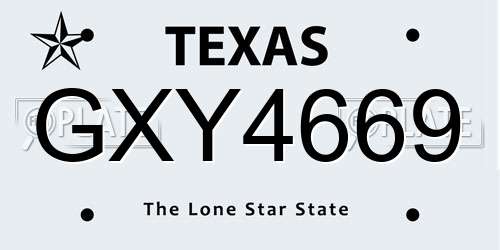 GXY4669 Texas License Plate