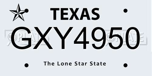 GXY4950 Texas License Plate
