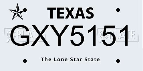 GXY5151 Texas License Plate