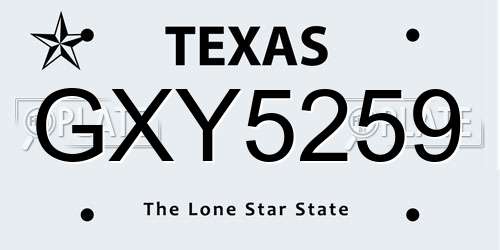 GXY5259 Texas License Plate