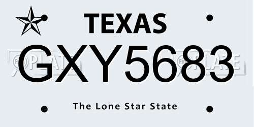 GXY5683 Texas License Plate