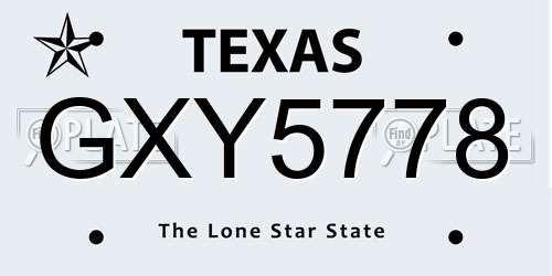 GXY5778 Texas License Plate