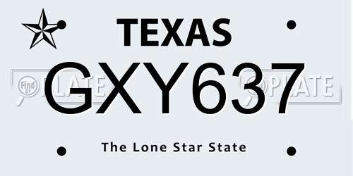 GXY637 Texas License Plate