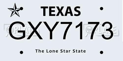 GXY7173 Texas License Plate