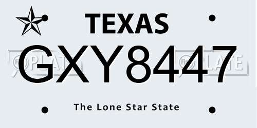 GXY8447 Texas License Plate