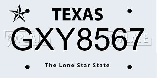 GXY8567 Texas License Plate