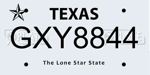 GXY8844 Texas License Plate