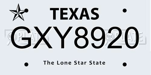 GXY8920 Texas License Plate
