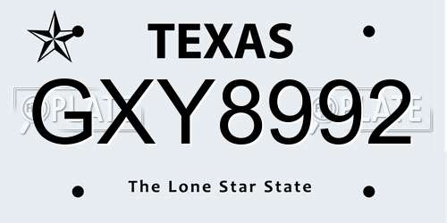 GXY8992 Texas License Plate