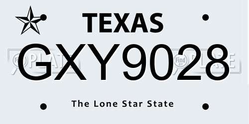 GXY9028 Texas License Plate