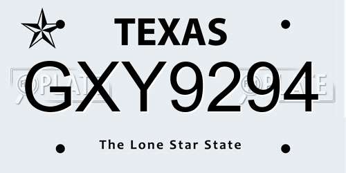 GXY9294 Texas License Plate