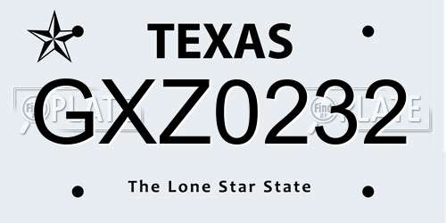 GXZ0232 Texas License Plate