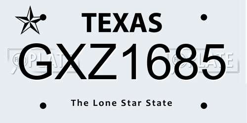 GXZ1685 Texas License Plate