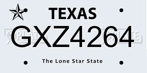 GXZ4264 Texas License Plate