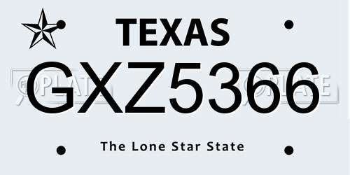 GXZ5366 Texas License Plate