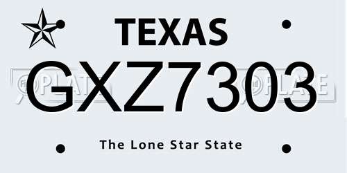 GXZ7303 Texas License Plate