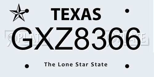 GXZ8366 Texas License Plate