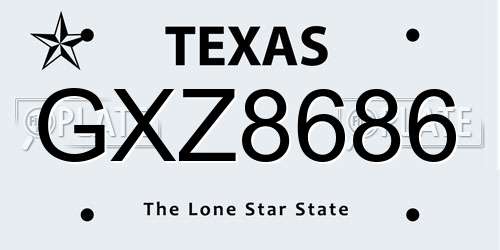 GXZ8686 Texas License Plate