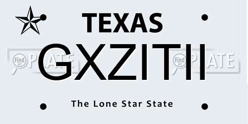 GXZITII Texas License Plate
