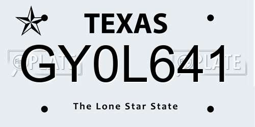 GY0L641 Texas License Plate
