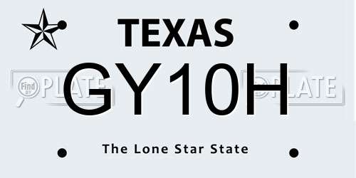 GY10H Texas License Plate