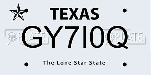 GY7I0Q Texas License Plate