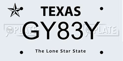 GY83Y Texas License Plate
