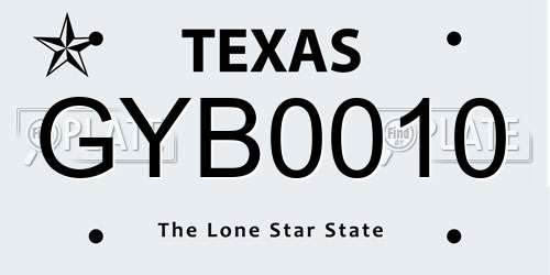 GYB0010 Texas License Plate