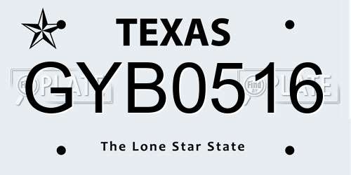 GYB0516 Texas License Plate