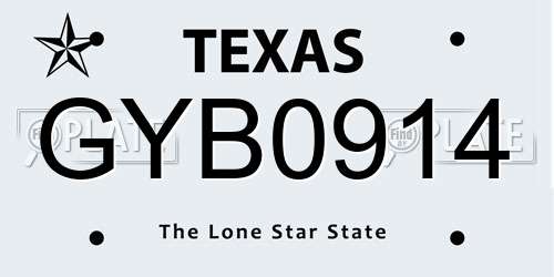 GYB0914 Texas License Plate
