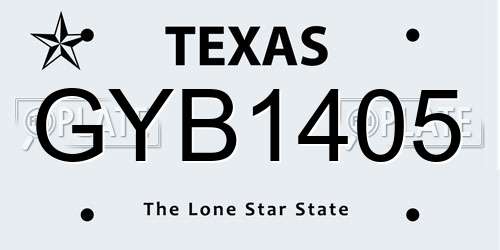 GYB1405 Texas License Plate