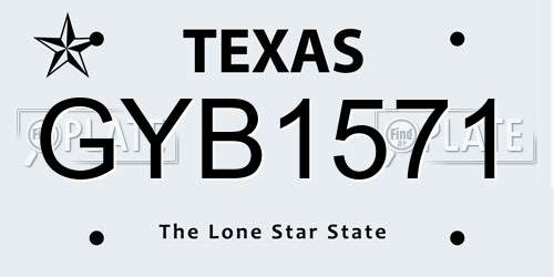 GYB1571 Texas License Plate