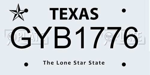 GYB1776 Texas License Plate
