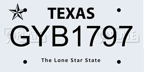 GYB1797 Texas License Plate