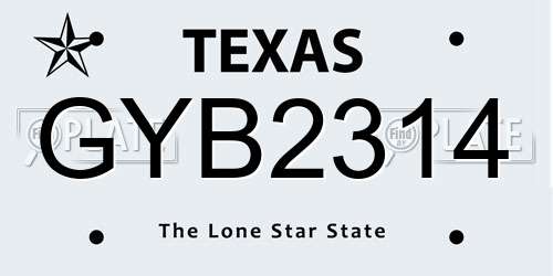 GYB2314 Texas License Plate