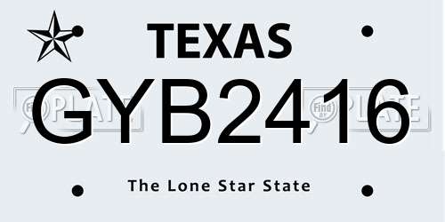 GYB2416 Texas License Plate