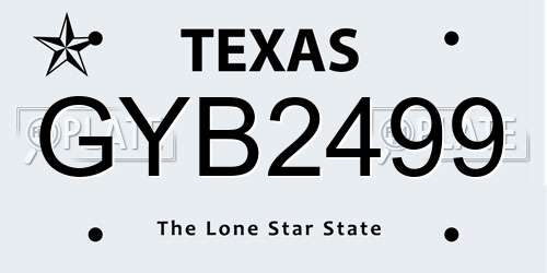 GYB2499 Texas License Plate