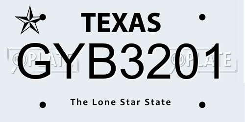 GYB3201 Texas License Plate