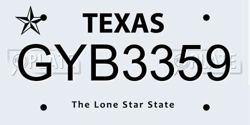GYB3359 Texas License Plate