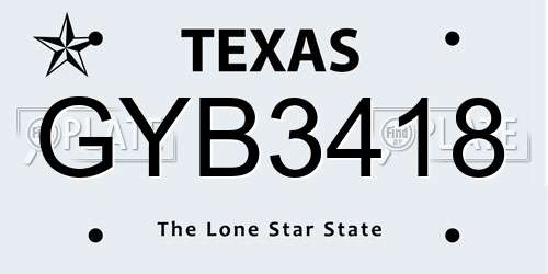 GYB3418 Texas License Plate