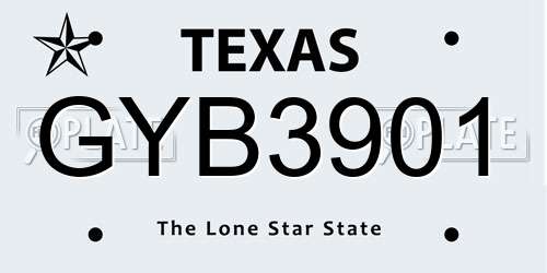 GYB3901 Texas License Plate