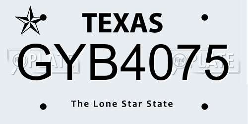 GYB4075 Texas License Plate