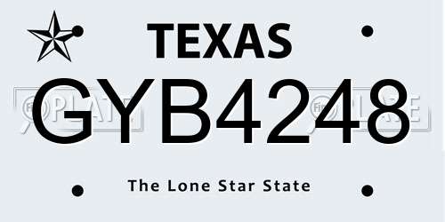 GYB4248 Texas License Plate