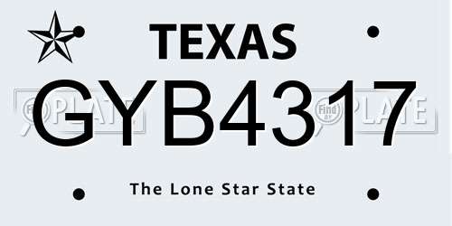 GYB4317 Texas License Plate
