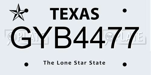 GYB4477 Texas License Plate