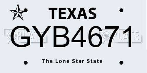 GYB4671 Texas License Plate