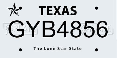 GYB4856 Texas License Plate