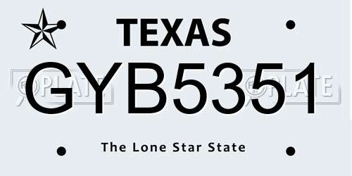 GYB5351 Texas License Plate