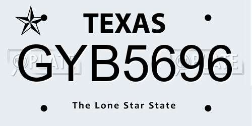 GYB5696 Texas License Plate