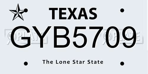 GYB5709 Texas License Plate